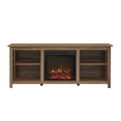 Tv Stands & Media Consoles-Kirkland's Home Natural Wood Led Fireplace Media Cabinet Brown