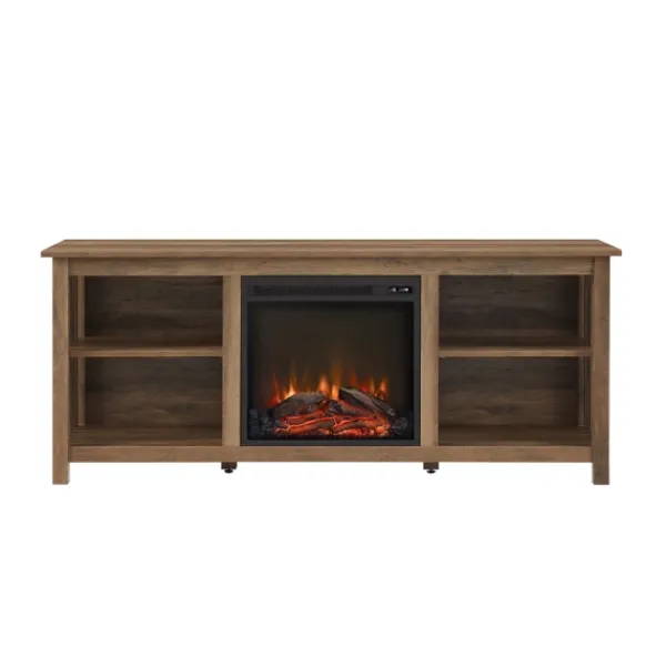 Tv Stands & Media Consoles-Kirkland's Home Natural Wood Led Fireplace Media Cabinet Brown