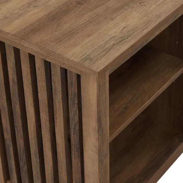 Tv Stands & Media Consoles-Kirkland's Home Natural Wood Led Fireplace Media Cabinet Brown