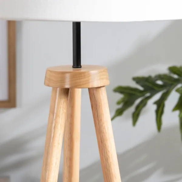 Floor Lamps-Kirkland's Home Natural Wood Modern Tripod Floor Lamp White