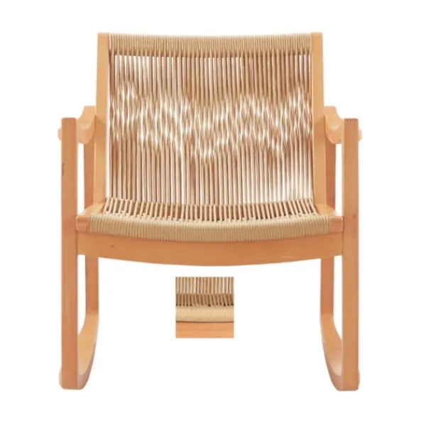 Accent Chairs-Kirkland's Home Natural Wood Modern Woven Rocking Chair Tan