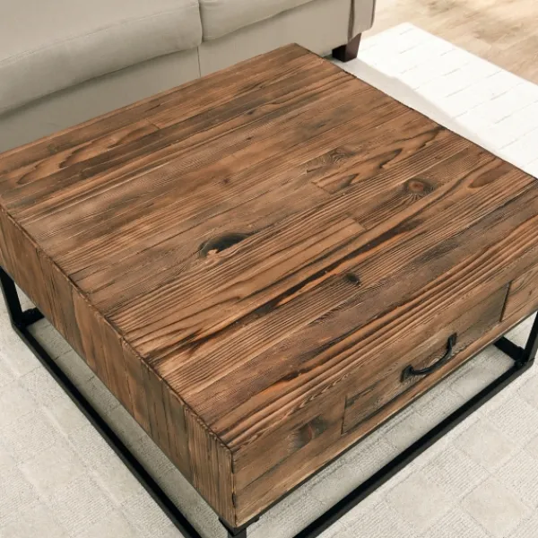 Coffee Tables-Kirkland's Home Natural Wood Plank Top Coffee Table Tan