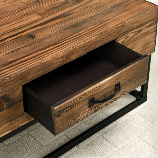 Coffee Tables-Kirkland's Home Natural Wood Plank Top Coffee Table Tan