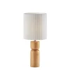 Table Lamps-Kirkland's Home Natural Wood Pleated Shade Table Lamp White