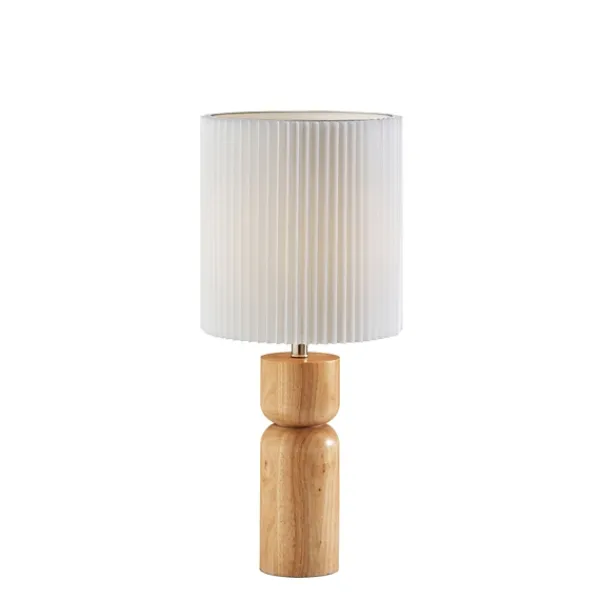 Table Lamps-Kirkland's Home Natural Wood Pleated Shade Table Lamp White