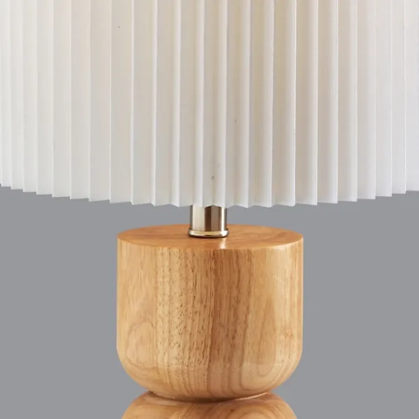 Table Lamps-Kirkland's Home Natural Wood Pleated Shade Table Lamp White
