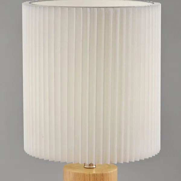 Table Lamps-Kirkland's Home Natural Wood Pleated Shade Table Lamp White