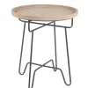 Accent & End Tables-Kirkland's Home Natural Wood Round Tray Top Accent Table Tan/Black