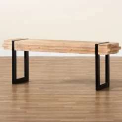 Benches & Ottomans-Kirkland's Home Natural Wood Stack Industrial Bench