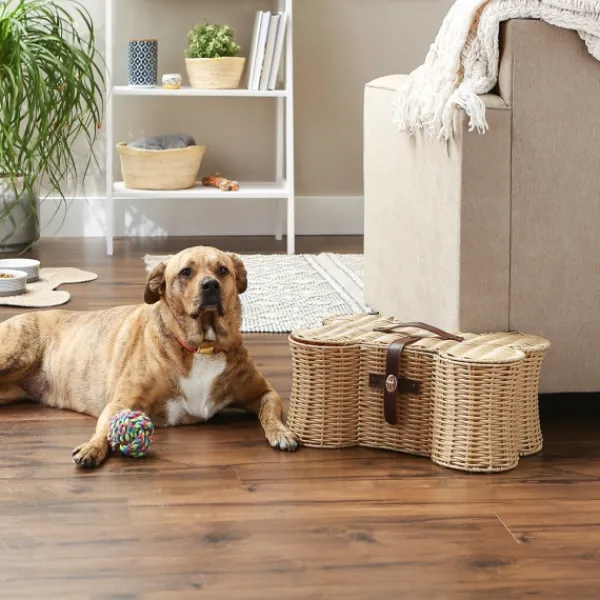 Baskets & Boxes-Kirkland's Home Natural Woven Bone Shaped Basket, 17 In. Tan