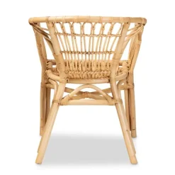 Dining Chairs-Kirkland's Home Natural Woven Rat Curved Back Dining Chair Tan