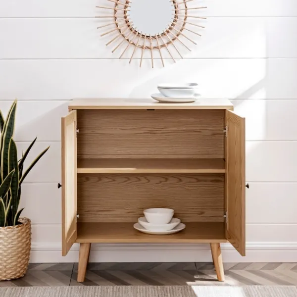 Cabinets & Sideboards-Kirkland's Home Natural Woven Rat Front Cabinet Tan