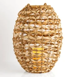 Lanterns-Kirkland's Home Natural Woven Rat Led Lantern, 16 In. Tan