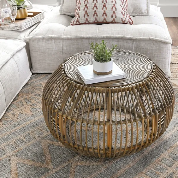 Coffee Tables-Kirkland's Home Natural Woven Rat Round Coffee Table Tan