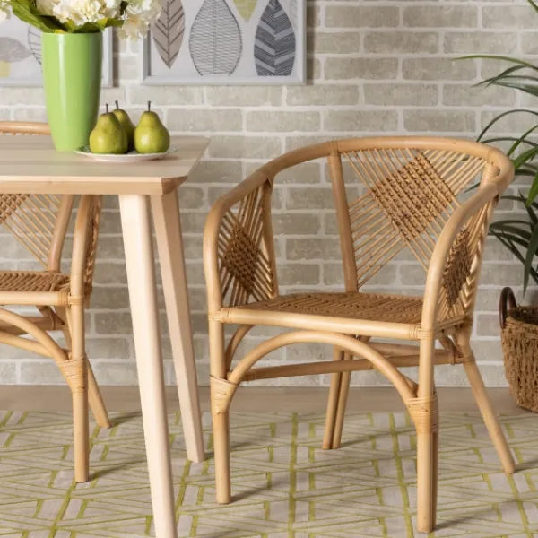 Dining Chairs-Kirkland's Home Natural Woven Rat X-Back Dining Chair Tan