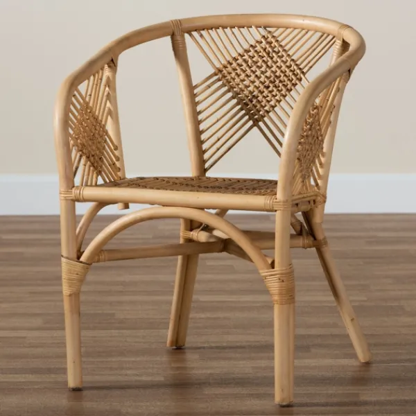 Dining Chairs-Kirkland's Home Natural Woven Rat X-Back Dining Chair Tan