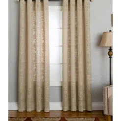 Curtains & Drapes-Kirkland's Home Natural Woven Single Curtain Panel, 84 In. Tan