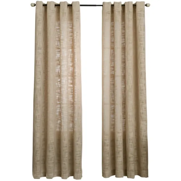 Curtains & Drapes-Kirkland's Home Natural Woven Single Curtain Panel, 84 In. Tan