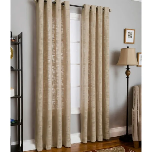 Curtains & Drapes-Kirkland's Home Natural Woven Single Curtain Panel, 84 In. Tan