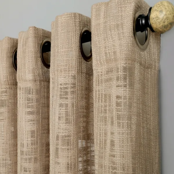 Curtains & Drapes-Kirkland's Home Natural Woven Single Curtain Panel, 84 In. Tan