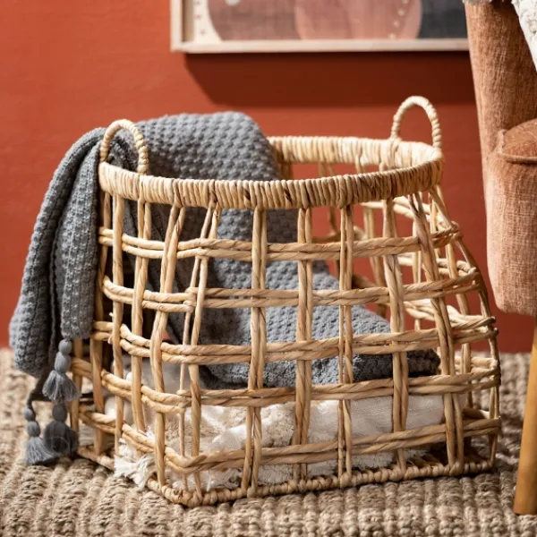 Baskets & Boxes-Kirkland's Home Natural Woven Water Hyacinth Baskets, Set Of 2 Tan