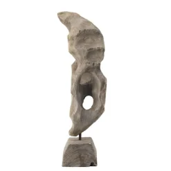 Statues & Figurines-Kirkland's Home Naturally Abstract Raw Wooden Carved Figurine Brown
