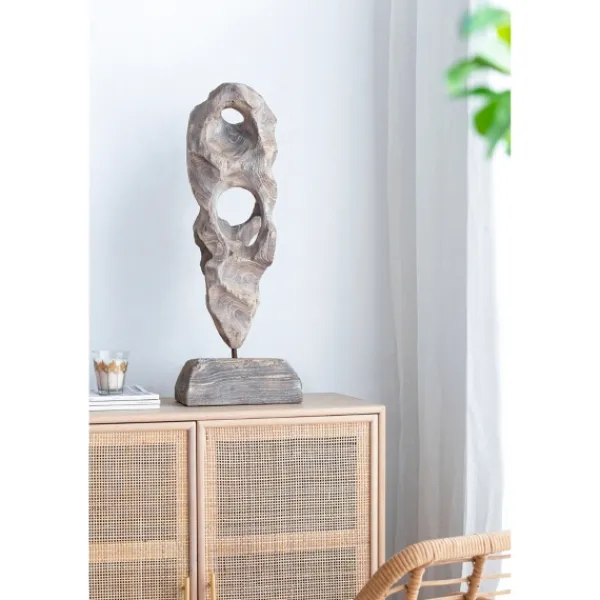 Statues & Figurines-Kirkland's Home Naturally Abstract Raw Wooden Carved Figurine Brown