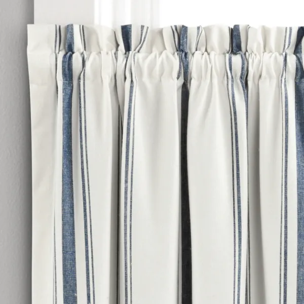 Curtains & Drapes-Kirkland's Home Navy & White Stripe Cafe Curtain Panel Set, 36 In. Blue