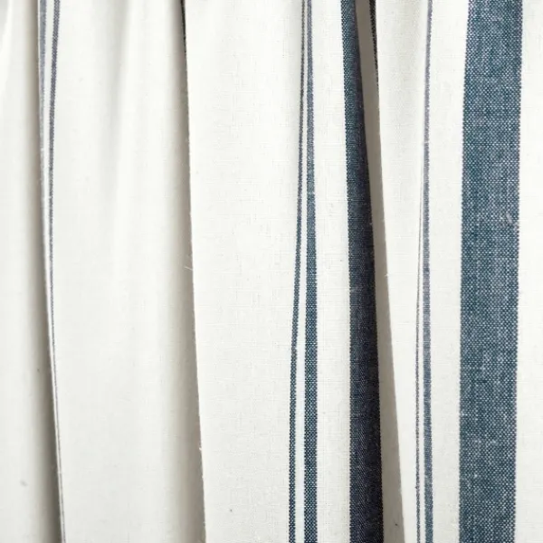 Curtains & Drapes-Kirkland's Home Navy & White Stripe Cafe Curtain Panel Set, 36 In. Blue