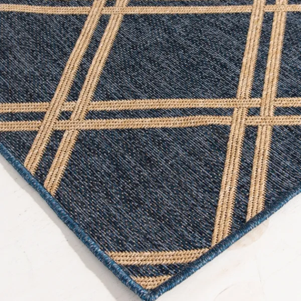 Outdoor Rugs-Kirkland's Home Navy Adelaide Trellis Outdoor Area Rug, 6X9 Blue