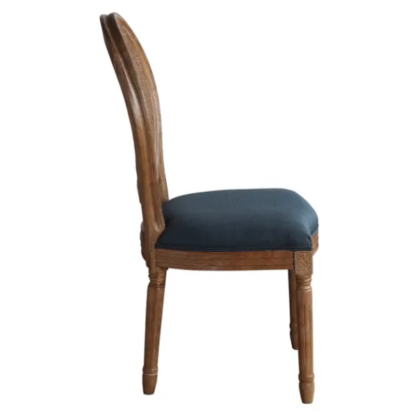 Dining Chairs-Kirkland's Home Navy And Brown Cane Oval Back Dining Chair Blue