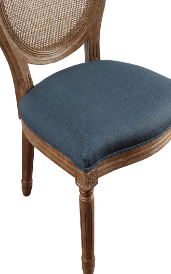 Dining Chairs-Kirkland's Home Navy And Brown Cane Oval Back Dining Chair Blue