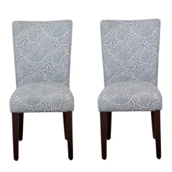 Dining Chairs-Kirkland's Home Navy And Cream Floral Parsons Chairs, Set Of 2 Blue/Tan