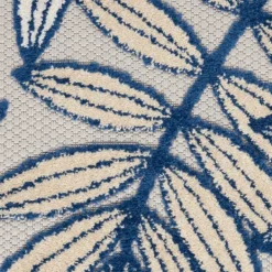 Outdoor Rugs-Kirkland's Home Navy And Gray Botanical Outdoor Area Rug, 6X9 Blue/Gray