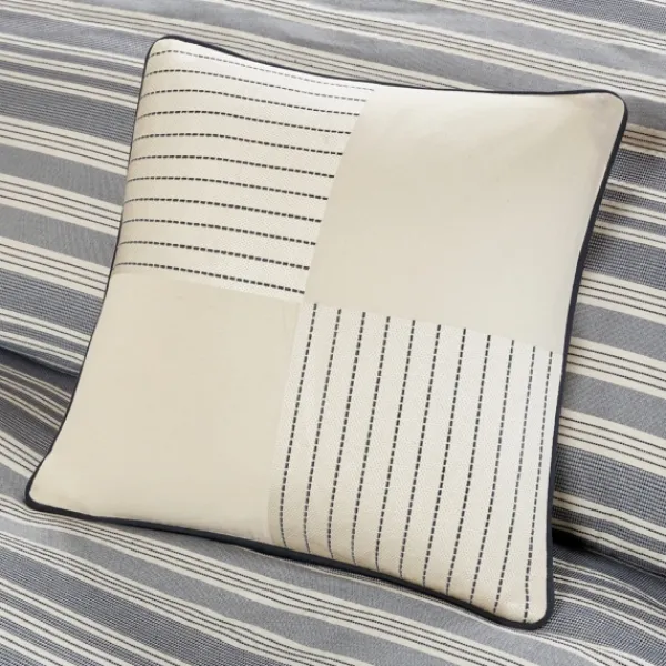 Comforters-Kirkland's Home Navy And Ivory Stripe 9-Pc. King Comforter Set Blue/White