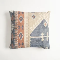 Pillows-Kirkland's Home Navy And Rust Vintage Bahiti Throw Pillow Blue/Ivory/Orange
