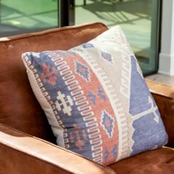 Pillows-Kirkland's Home Navy And Rust Vintage Bahiti Throw Pillow Blue/Ivory/Orange