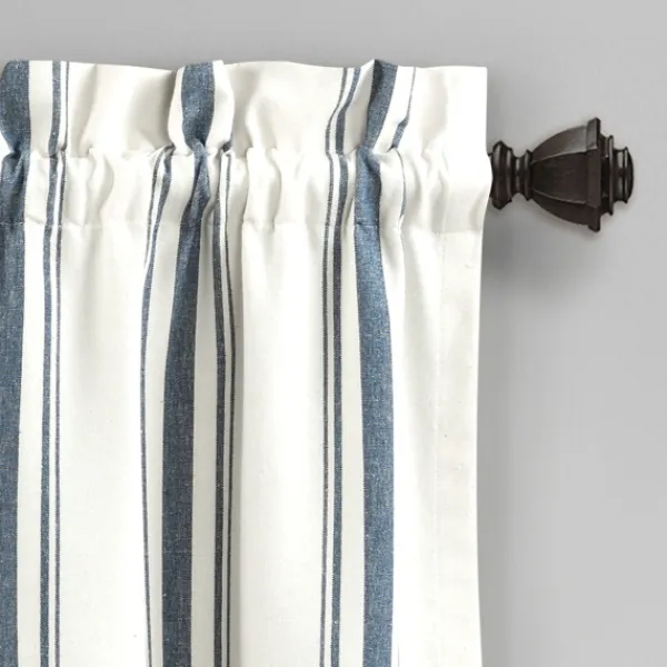 Curtains & Drapes-Kirkland's Home Navy And White Farmhouse Stripe Valance White/Blue