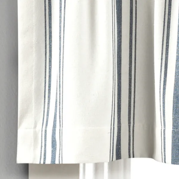 Curtains & Drapes-Kirkland's Home Navy And White Farmhouse Stripe Valance White/Blue