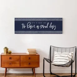 Wall Quotes & Signs-Kirkland's Home Navy And White Good Day Canvas Art Print Blue/White