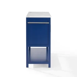 Kitchen Islands & Bar Carts-Kirkland's Home Navy And White Marble Top Kitchen Island Blue