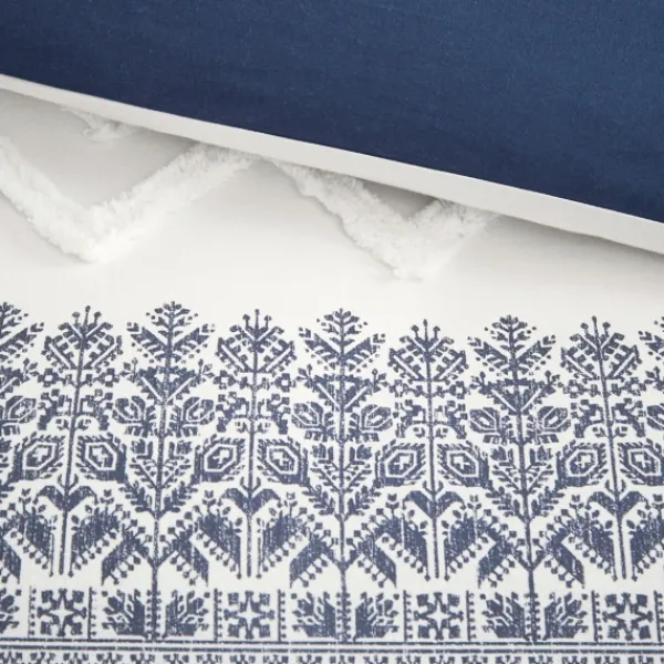 Duvets-Kirkland's Home Navy And White 3-Pc. California King Duvet Set Blue/White