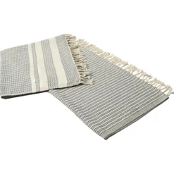 Blankets & Throws-Kirkland's Home Navy And White Stripes Cotton Throw Blue/White