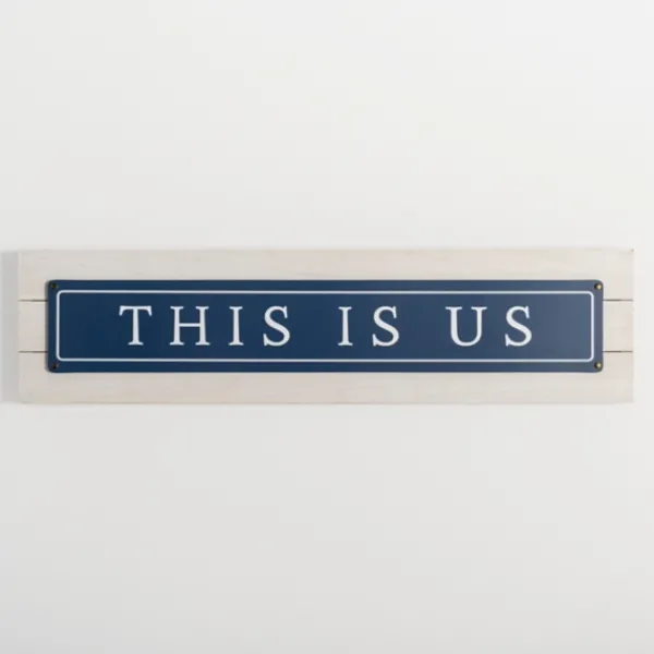 Wall Quotes & Signs-Kirkland's Home Navy And White This Is Us Wall Plaque Blue/White