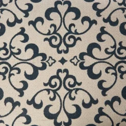 Benches & Ottomans-Kirkland's Home Navy And White Upholstered Scroll Bench Blue/White