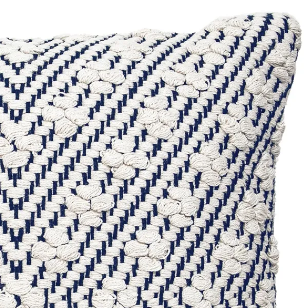 Pillows-Kirkland's Home Navy And White Woven Maze Pillow Blue/White