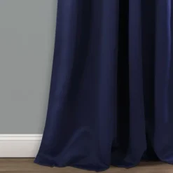 Curtains & Drapes-Kirkland's Home Navy Back Tab Blackout Curtain Panel Set, 84 In. Blue