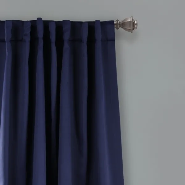 Curtains & Drapes-Kirkland's Home Navy Back Tab Blackout Curtain Panel Set, 63 In. Blue
