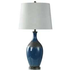 Buffet Lamps-Kirkland's Home Navy Blue Color Drip Table Lamp Gray