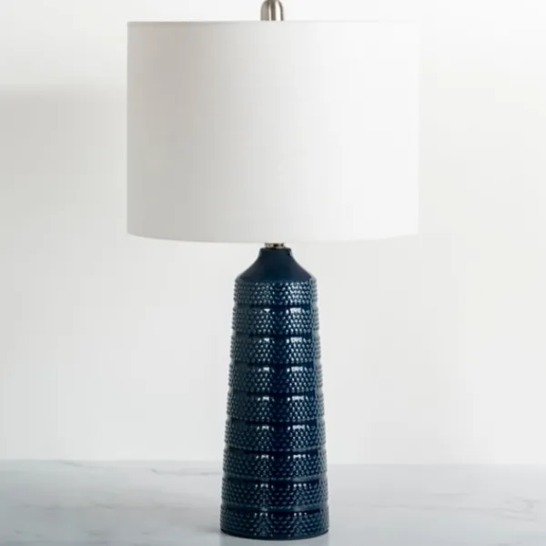 Table Lamps-Kirkland's Home Navy Blue Piper Table Lamp White